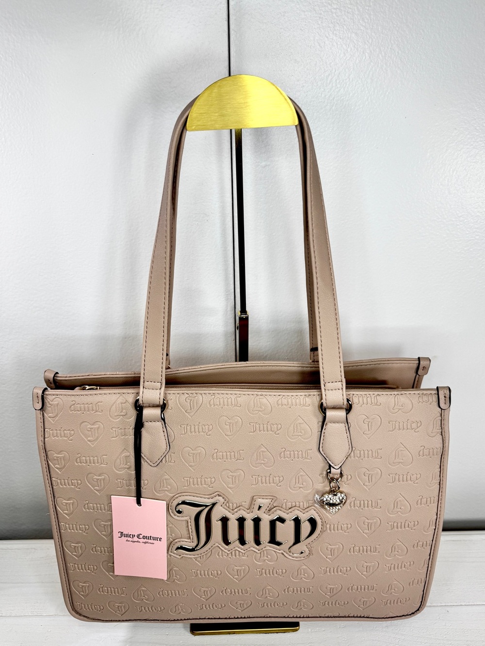 Juicy Couture “Upgrade U” Embossed Tote Bag – Café Beige Blush NWT